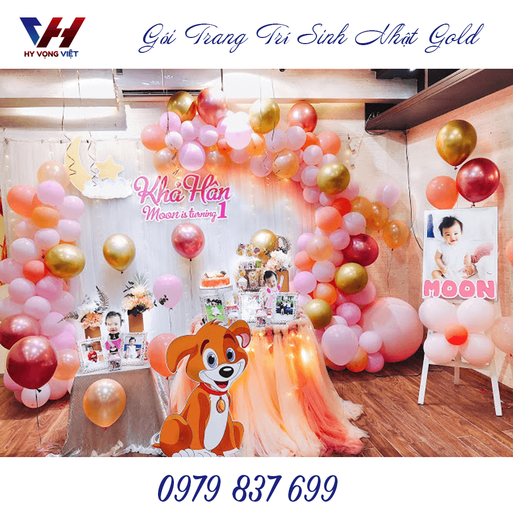 goi trang tri sinh nhat gold